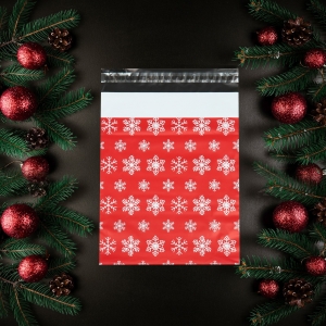 Курьерский пакет с клеевым клапаном, "Снежинки", 25 х 35 см